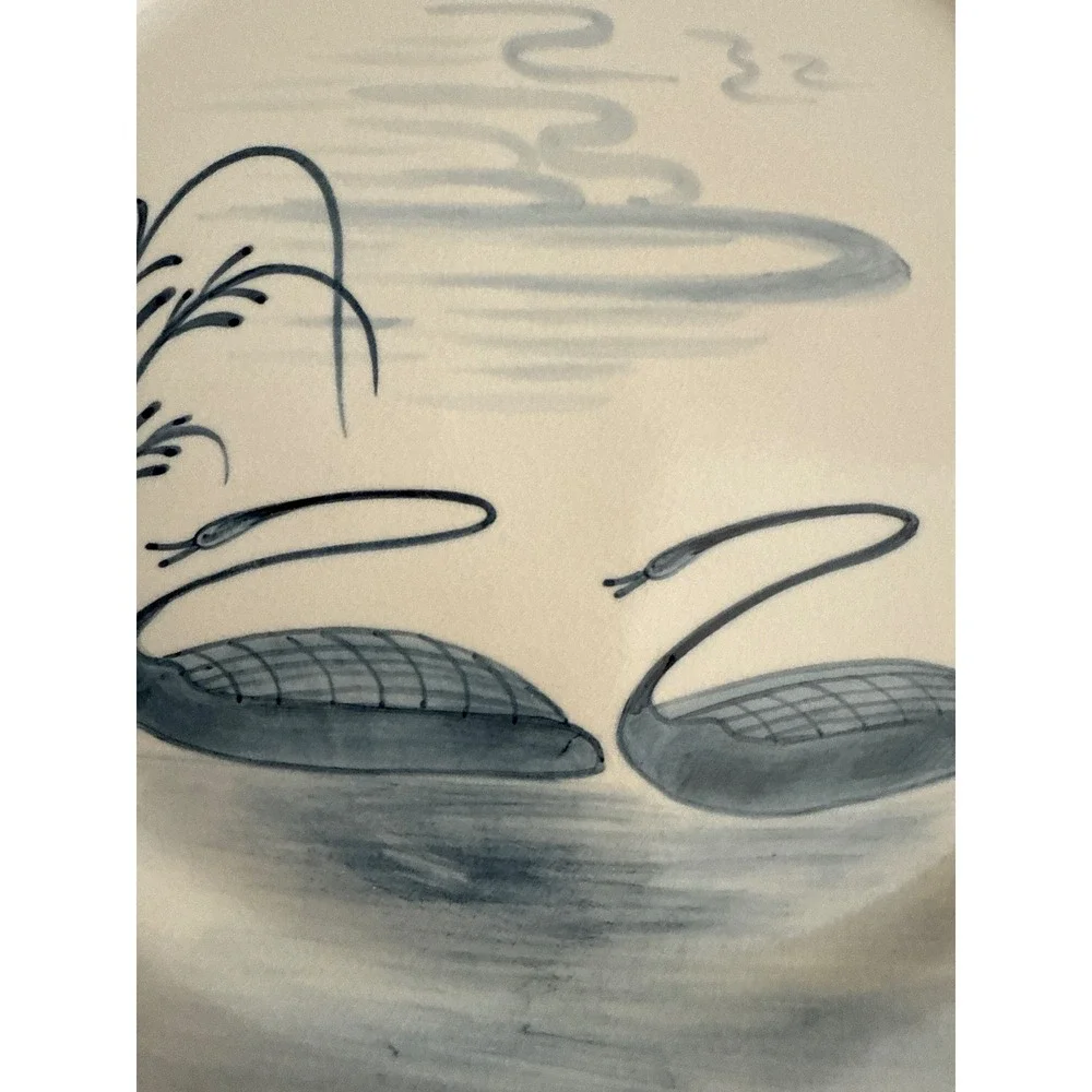 Blue & White Swan Cottage Decorative Wall Plate 12